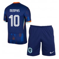 Camisa de Futebol Holanda Memphis Depay #10 Equipamento Secundário Infantil Europeu 2024 Manga Curta (+ Calças curtas)
